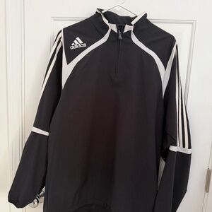 Vintage Adidas Soccer 1/4 Zip Jacket Black - Size M